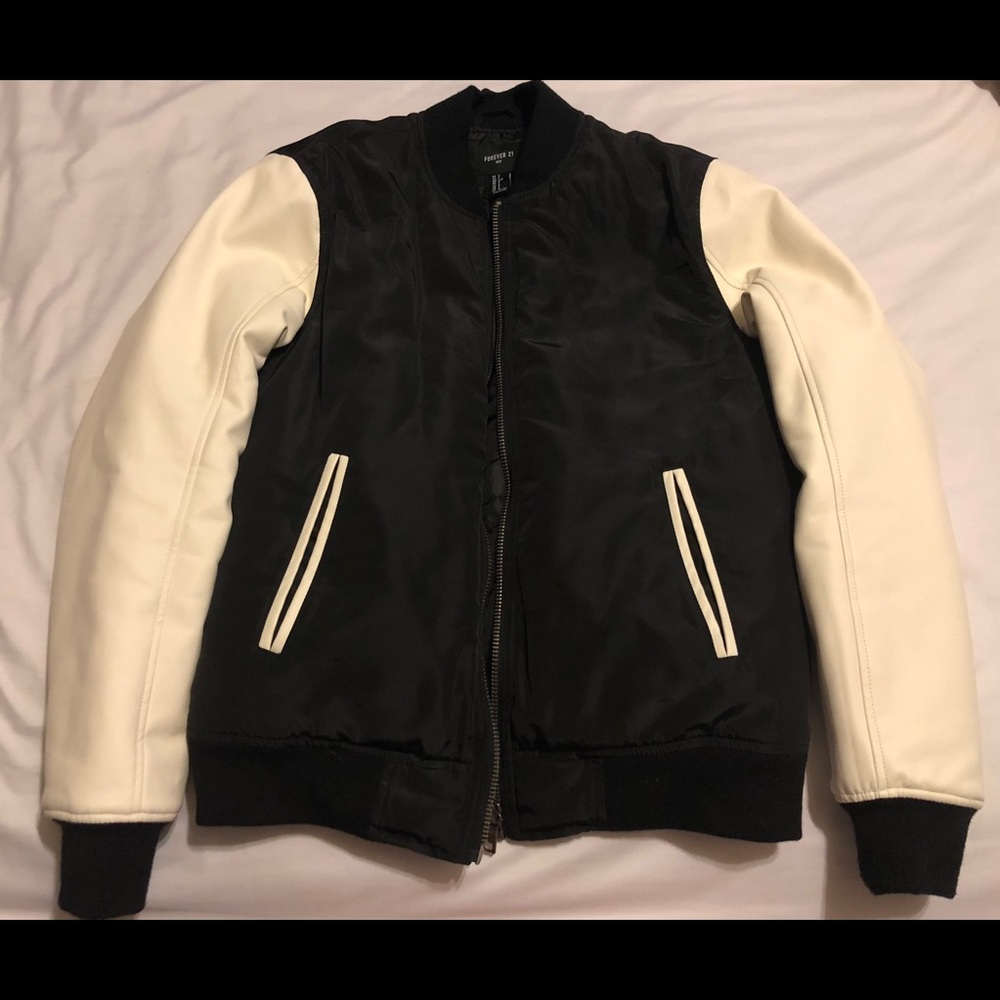 Men’s White and Black Bomber Jacket